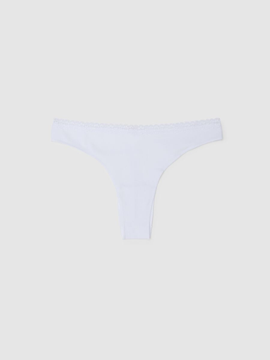 Slip alla brasiliana in cotone elasticizzato bianco regular fit_0