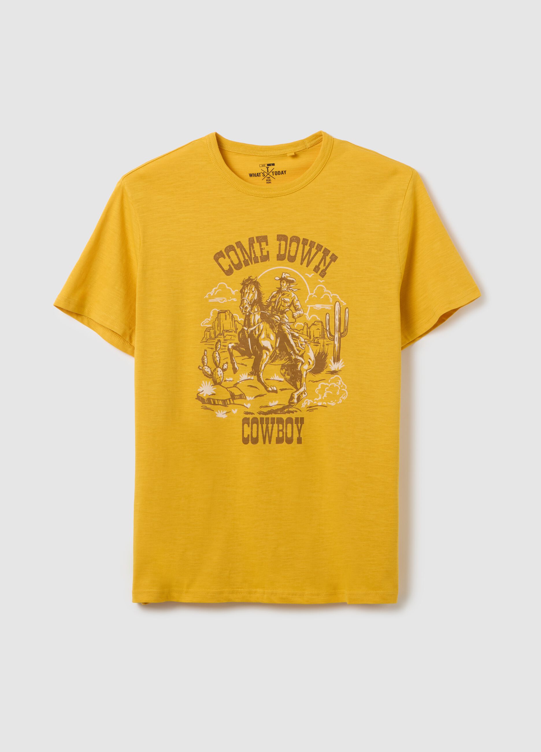 Yellow Cotton Short Sleeve T-shirt