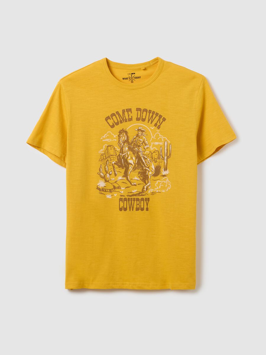 Yellow Cotton Short Sleeve T-shirt_4