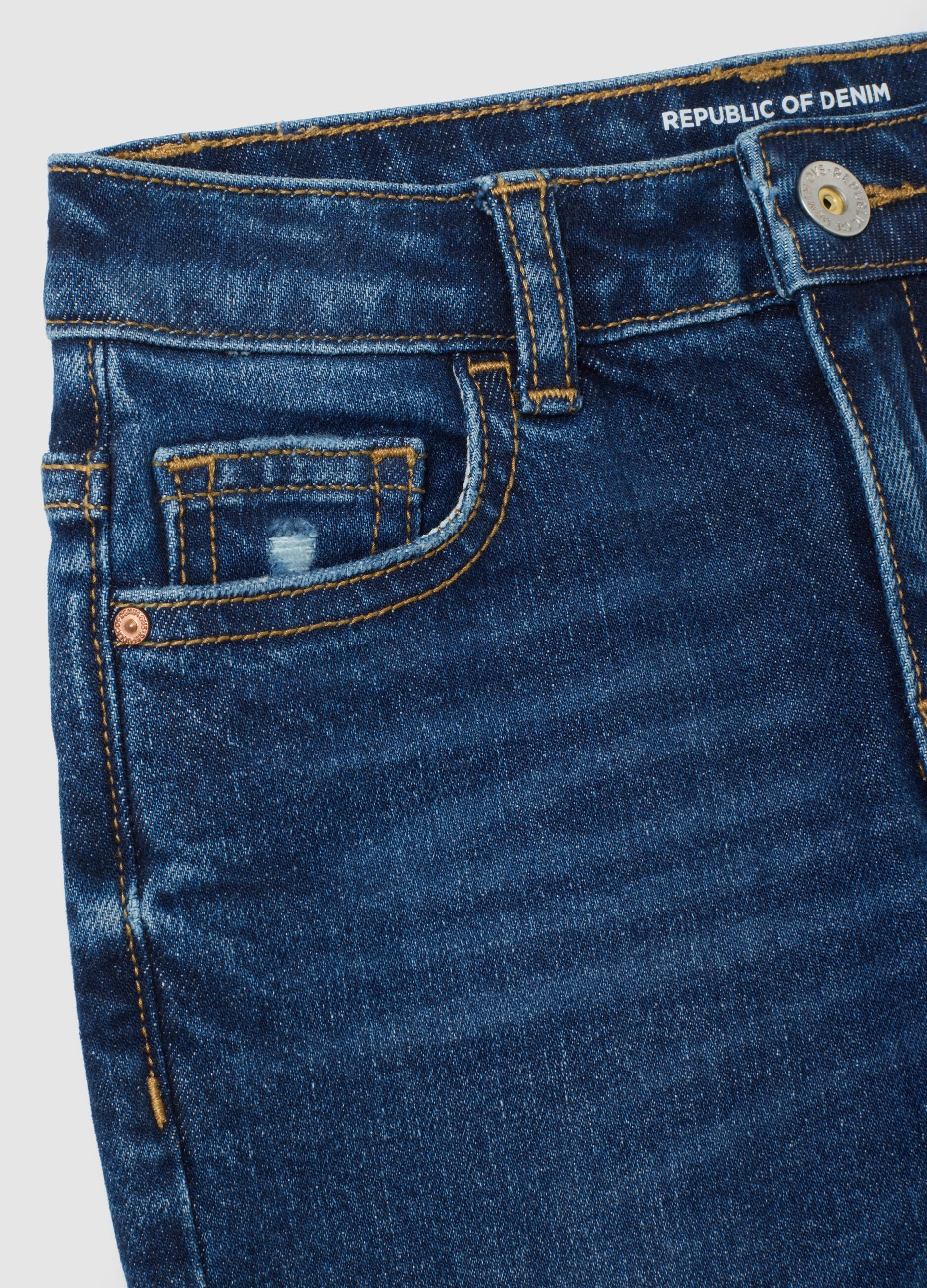 Jeans da bambino in denim blu elasticizzati