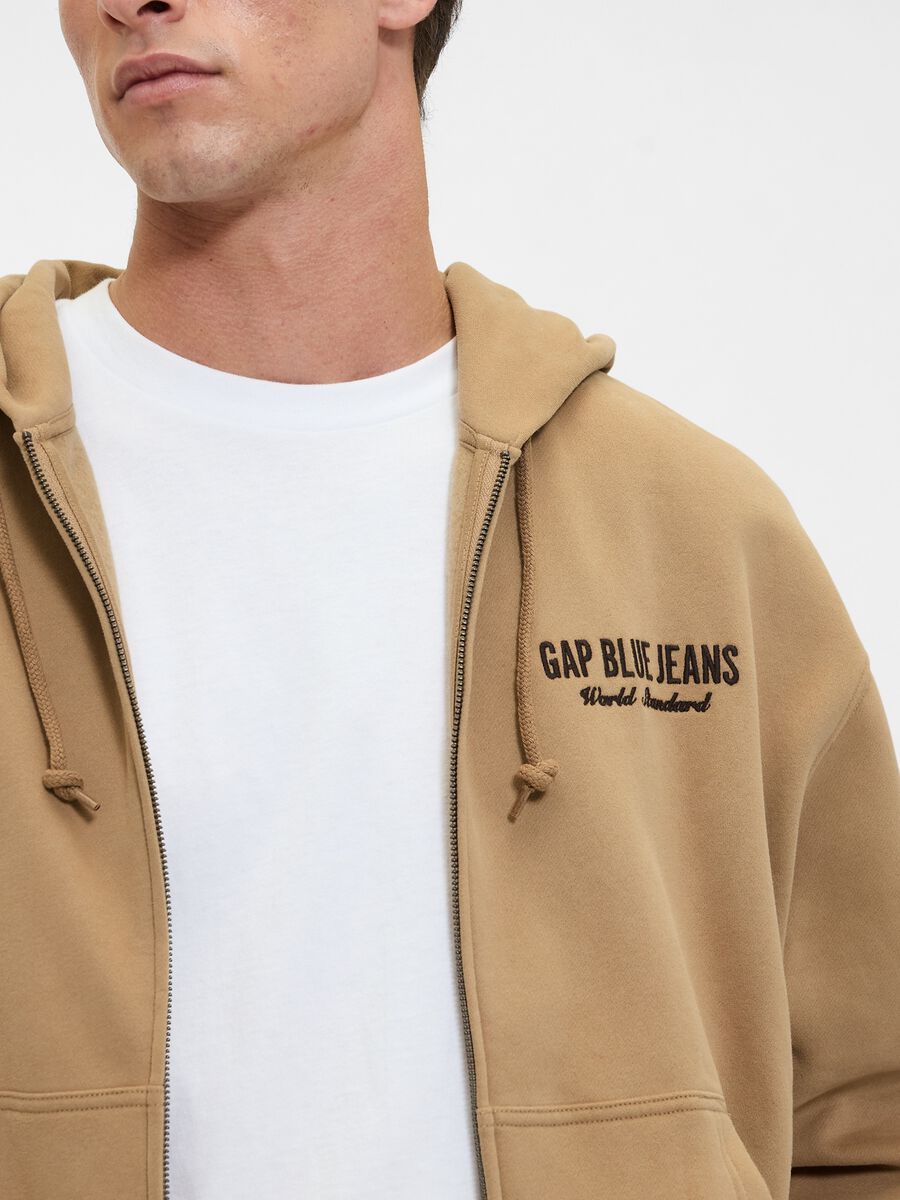 Beige hoodie with full zip_2