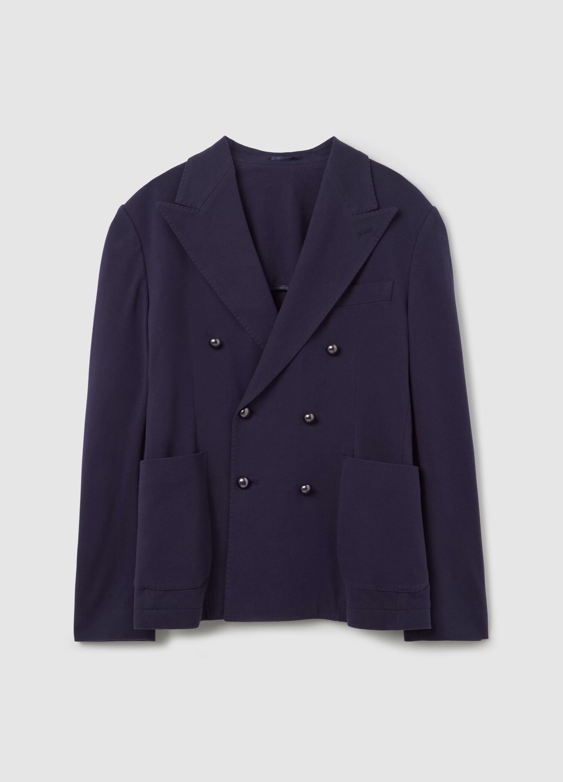 Blazer da uomo in cotone elasticizzato blu slim fit