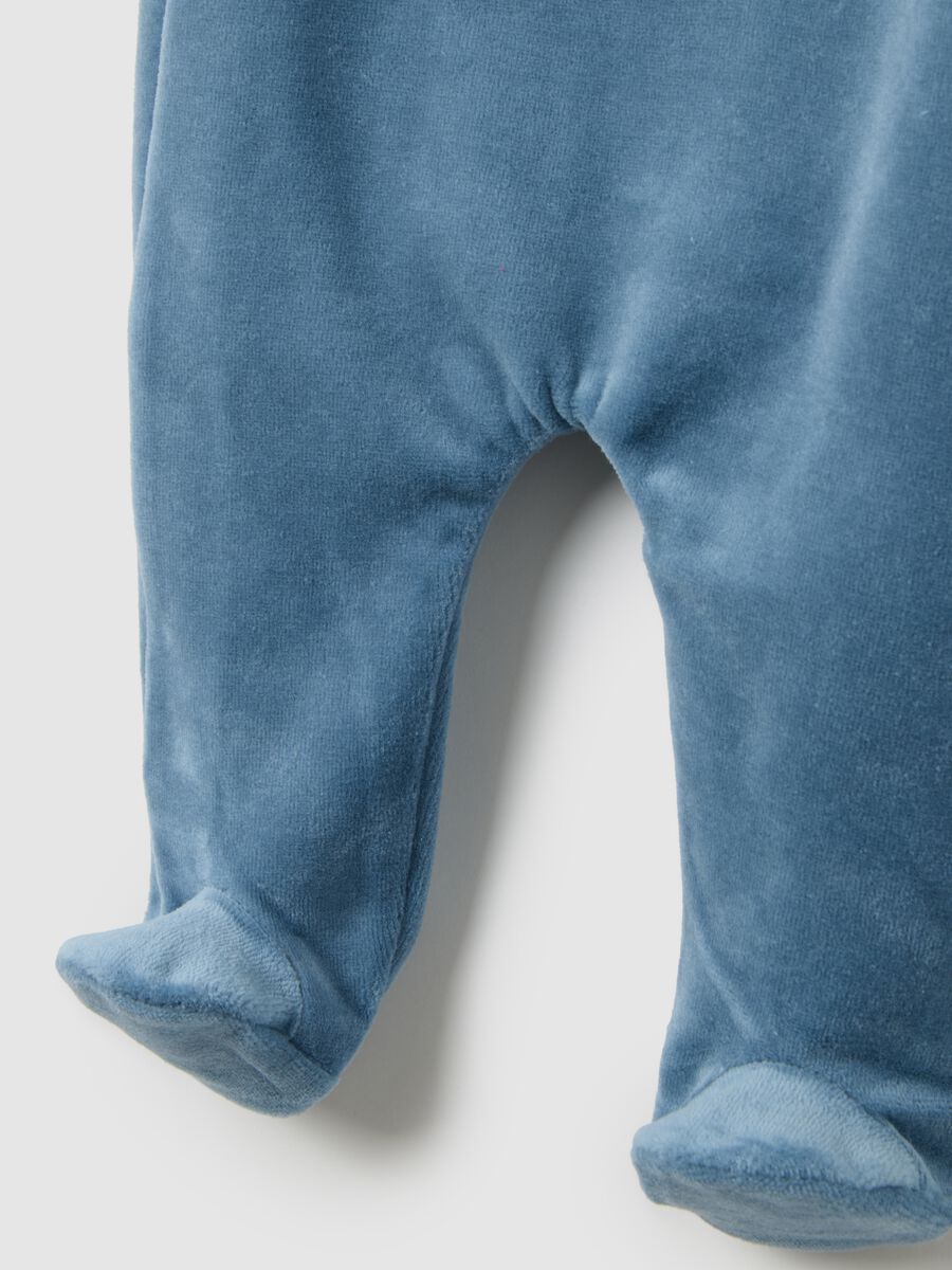 Tutina intera blu da neonato in misto cotone regular fit con ricamo_3