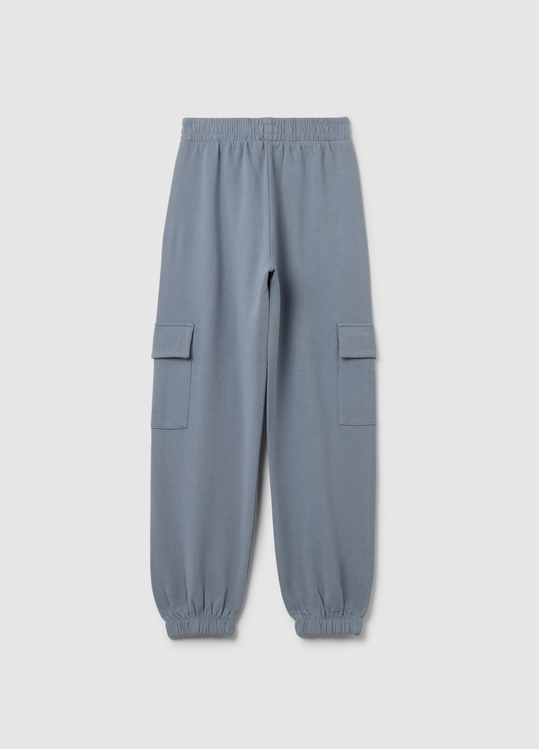 Girls Grey Cotton Trousers in Blue