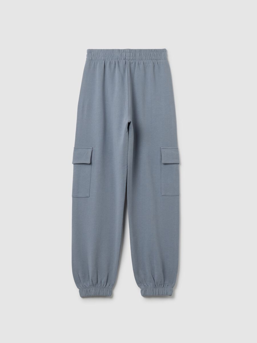 Girls Grey Cotton Trousers in Blue_1