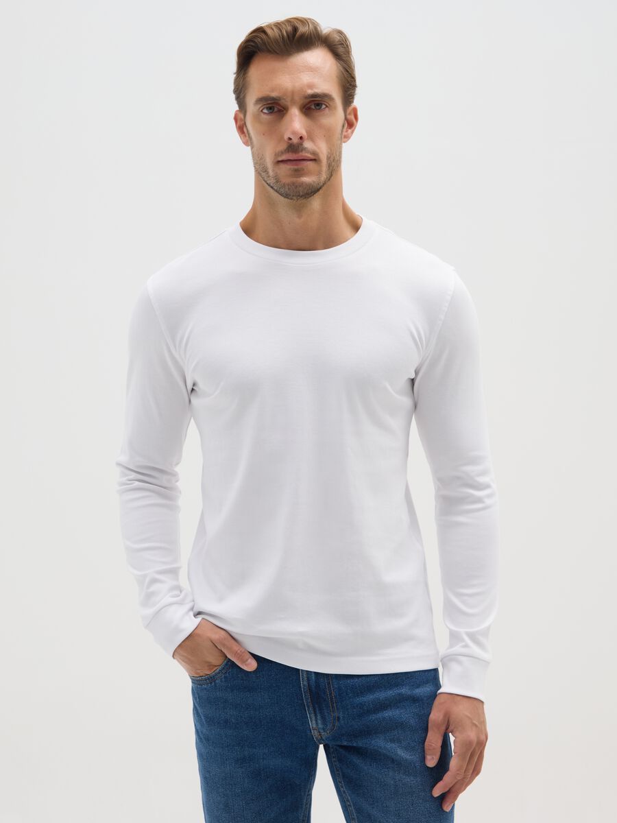 T-shirt in puro cotone bianca regular fit_0