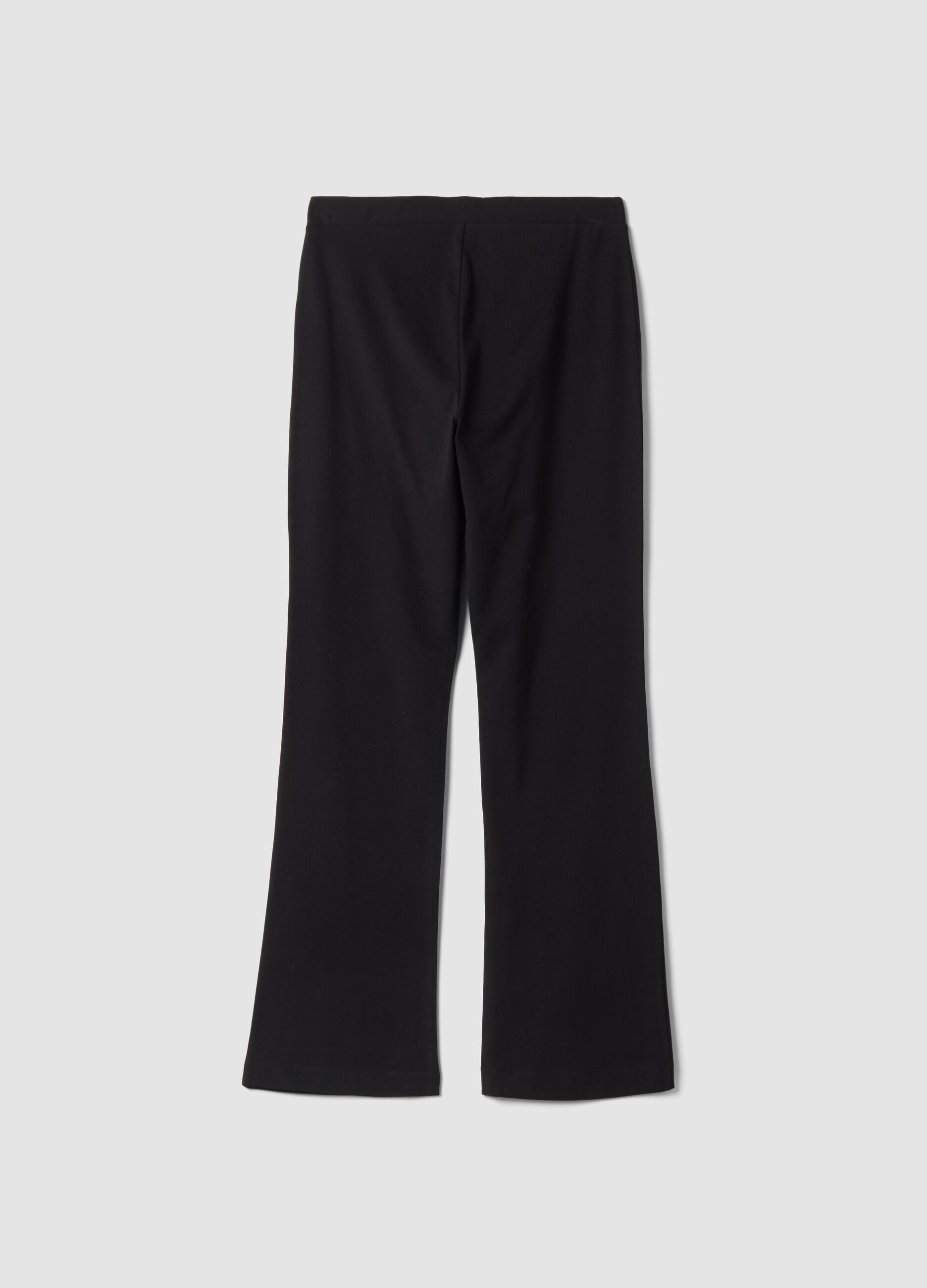 Leggings flare neri in cotone elasticizzato