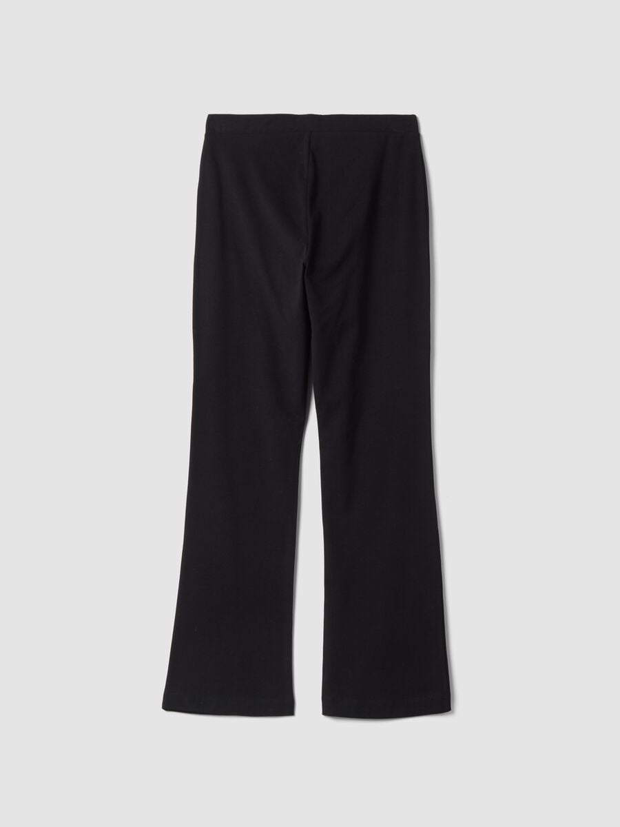 Black flared stretch cotton leggings_2