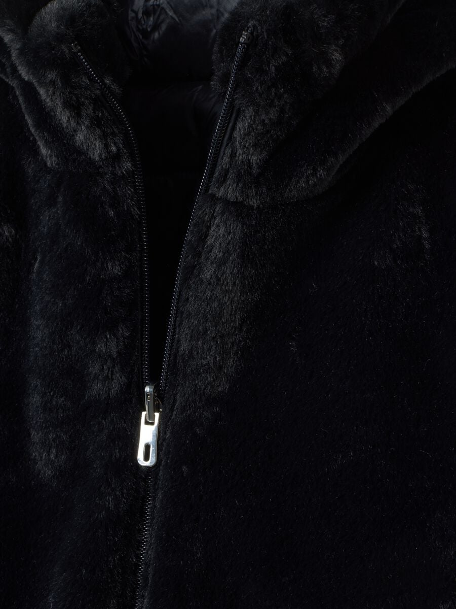 Black reversible padded jacket with hood and zip_2