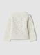 Cardigan bianco in maglia traforata con girocollo_1