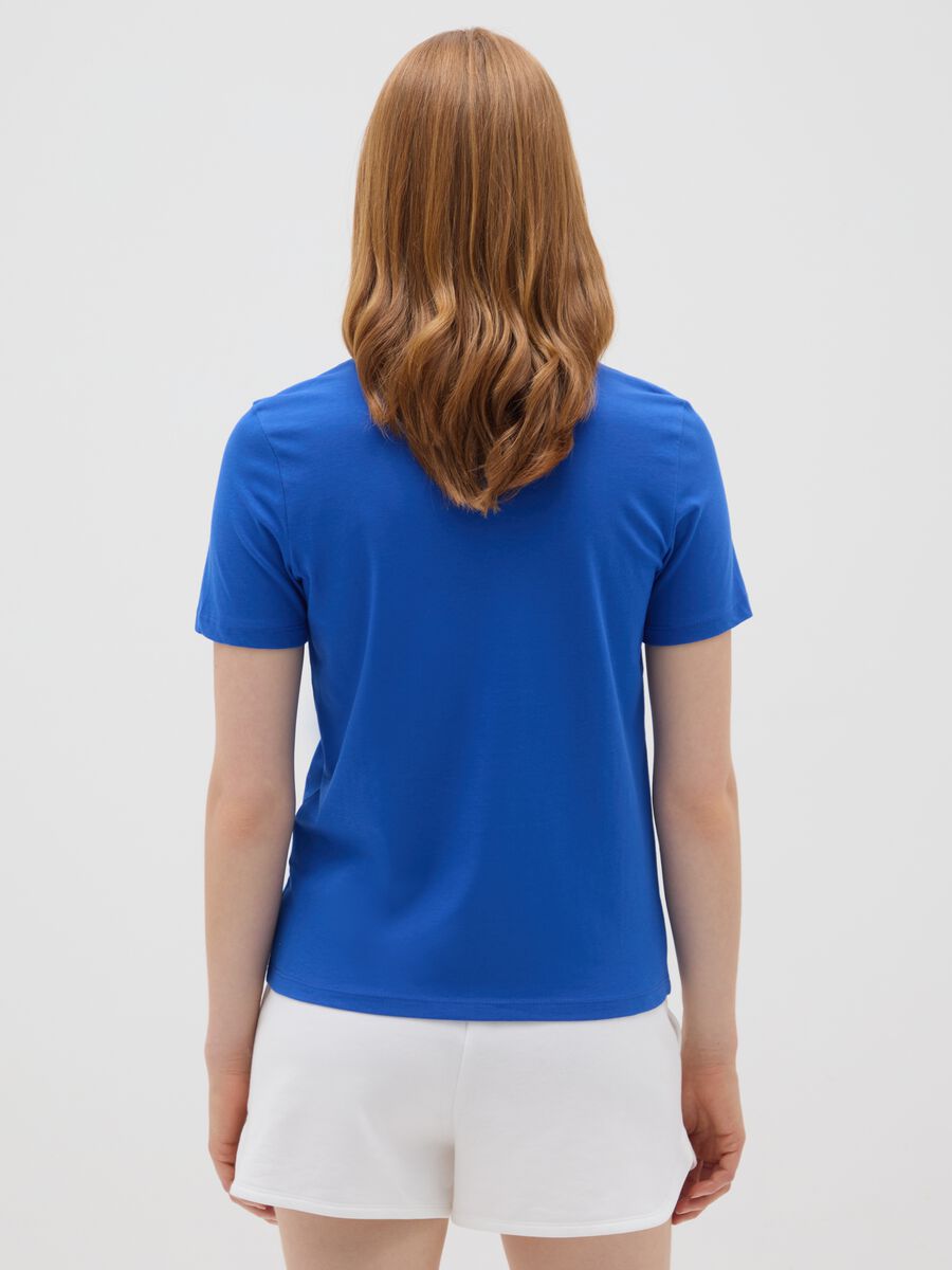 Women's blue pure cotton regular fit T-shirt_2