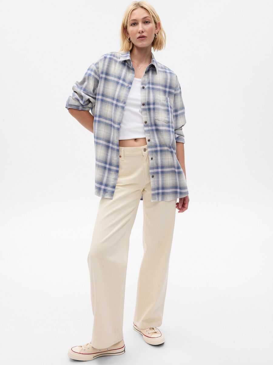 Oversized shirt in flannel with check pattern_0