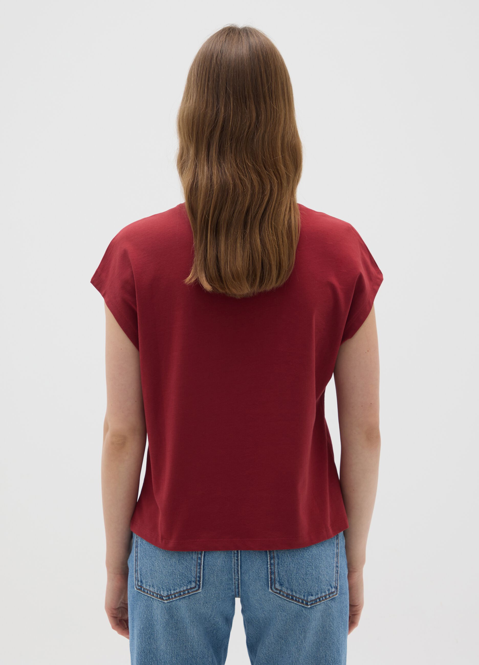 Women's pure cotton red T-shirt