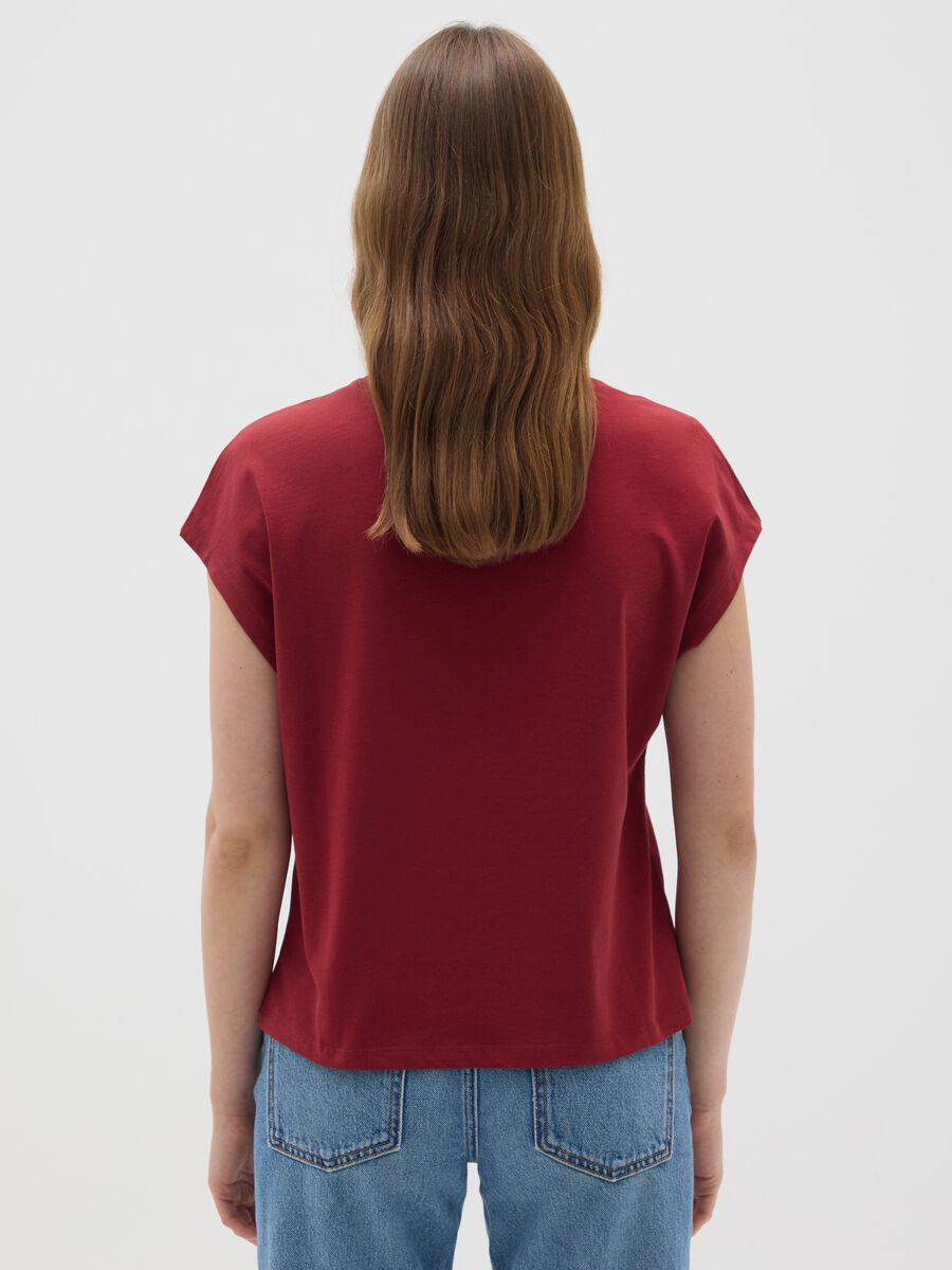 Women's pure cotton red T-shirt_2