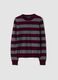 Maglia rossa in pura lana a righe con girocollo_0