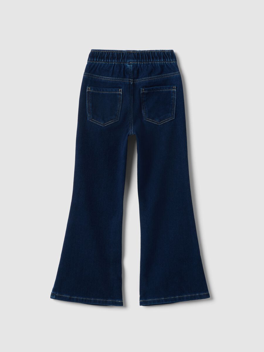 Girls' blue stretch cotton flare fit jeggings_1