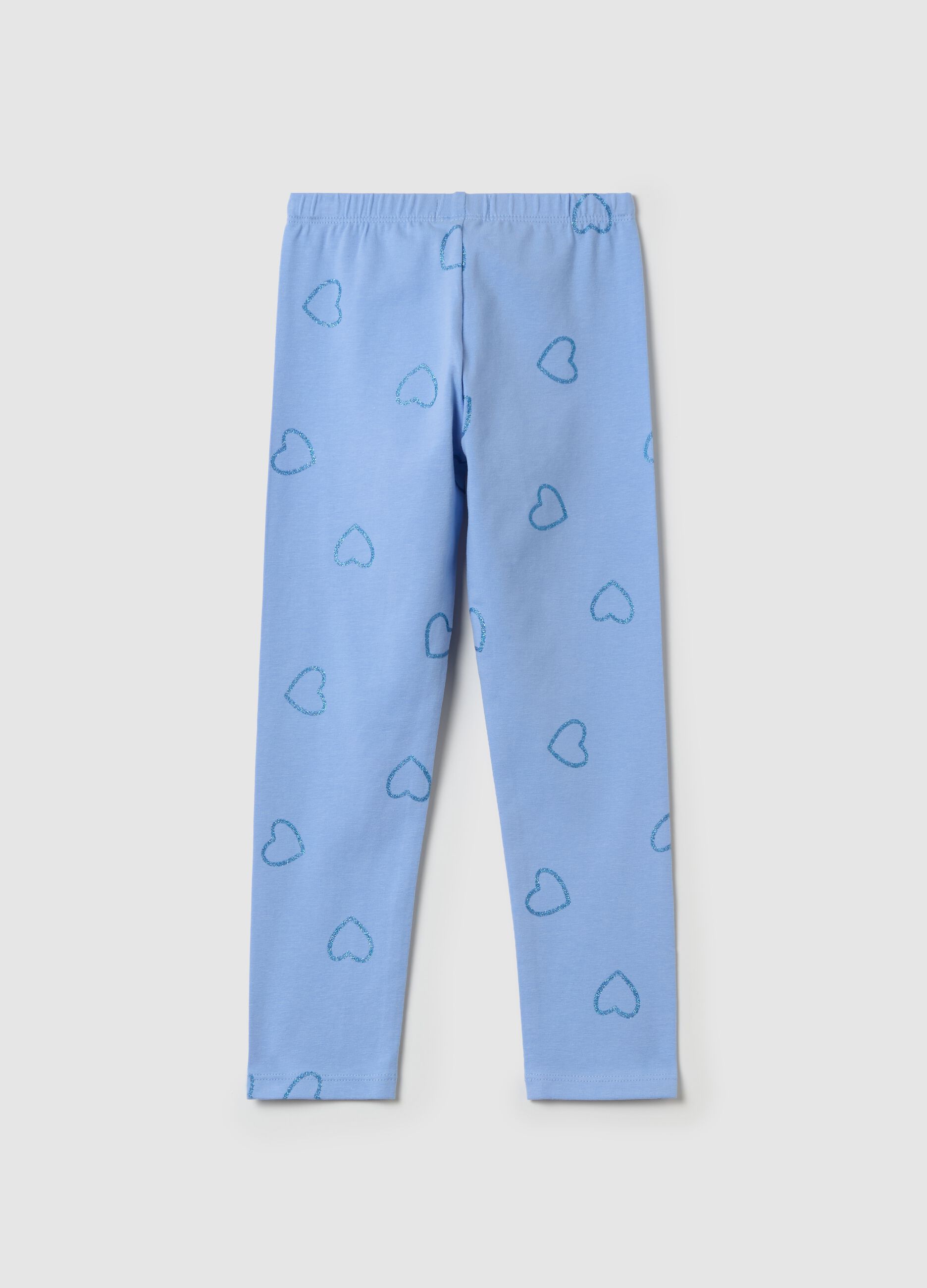 Stretch cotton leggings with glitter print