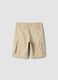 Beige stretch cotton cargo shorts for boys with regular fit_1