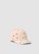 Girls' beige pure cotton hat with pink hearts_0