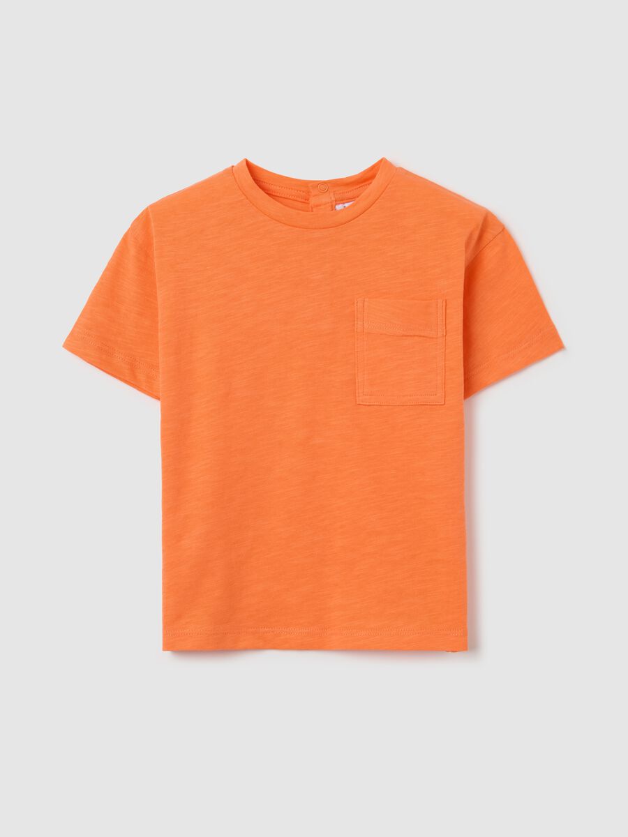 Orange T-shirt in organic cotton with pocket_0