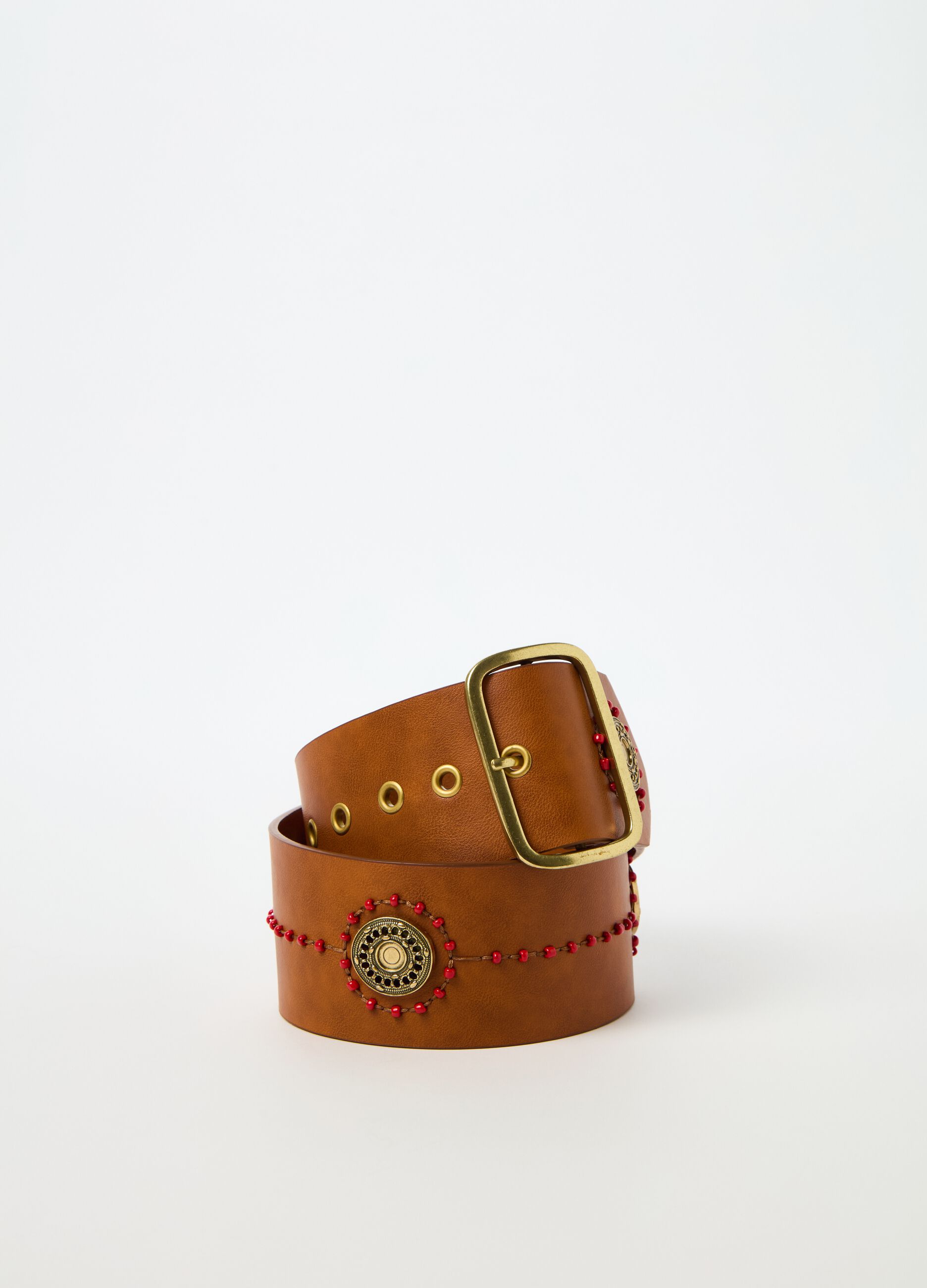 Belt with beads and conchos