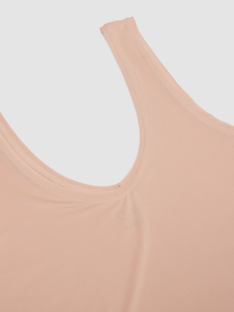 Canotta beige in tessuto elasticizzato regular fit_1