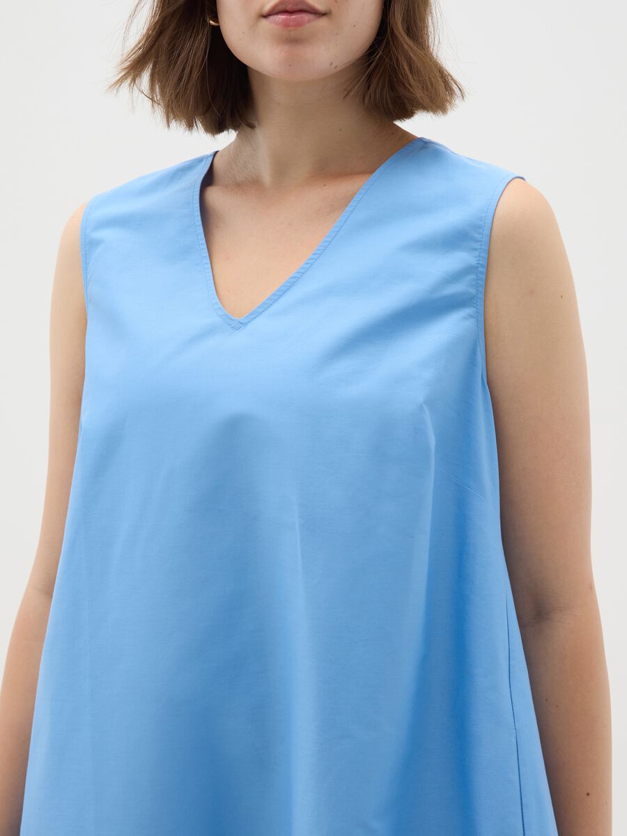 Women's sleeveless dress in pure blue cotton regular fit_2