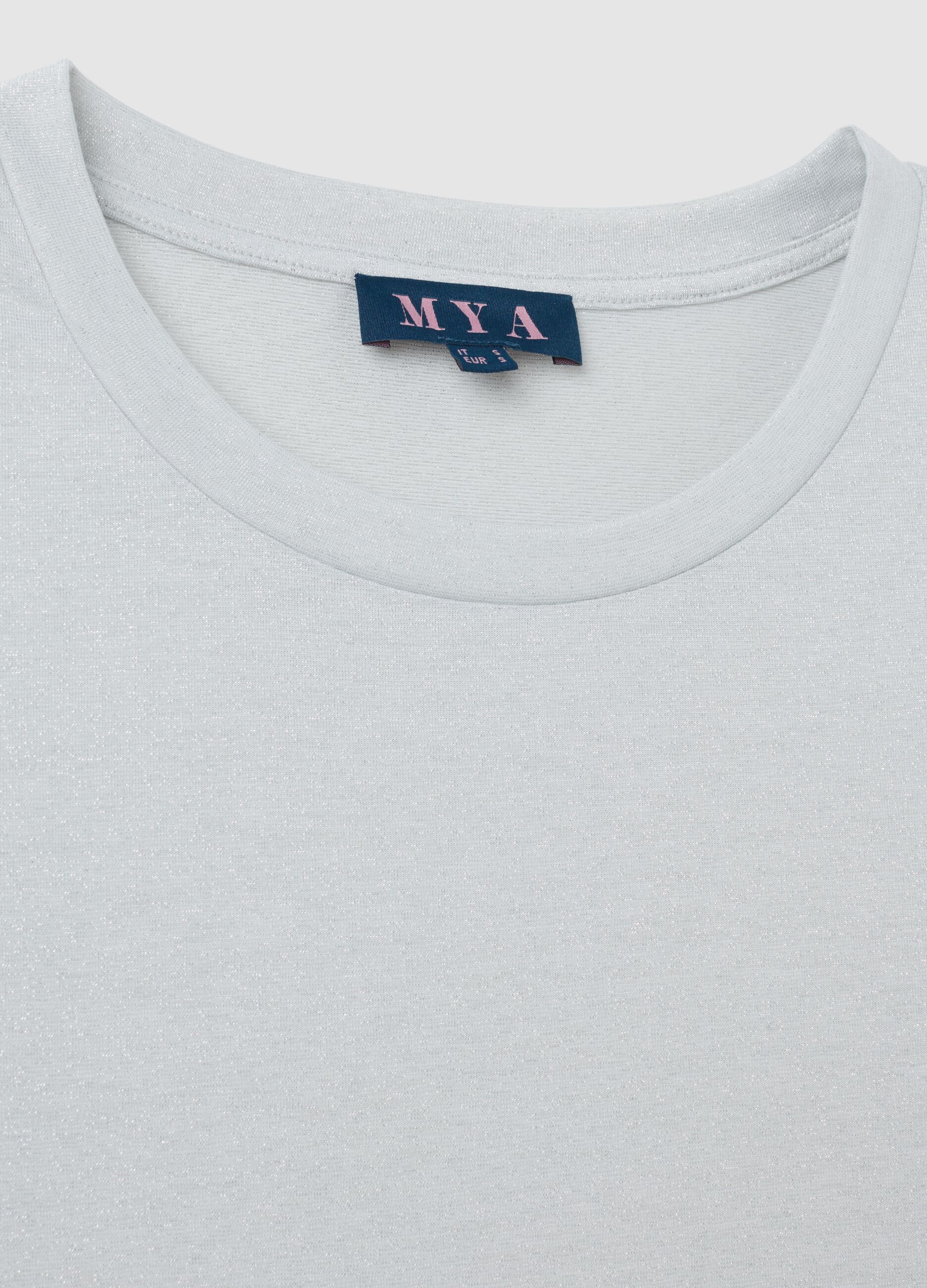 Grey stretch fabric regular fit t-shirt