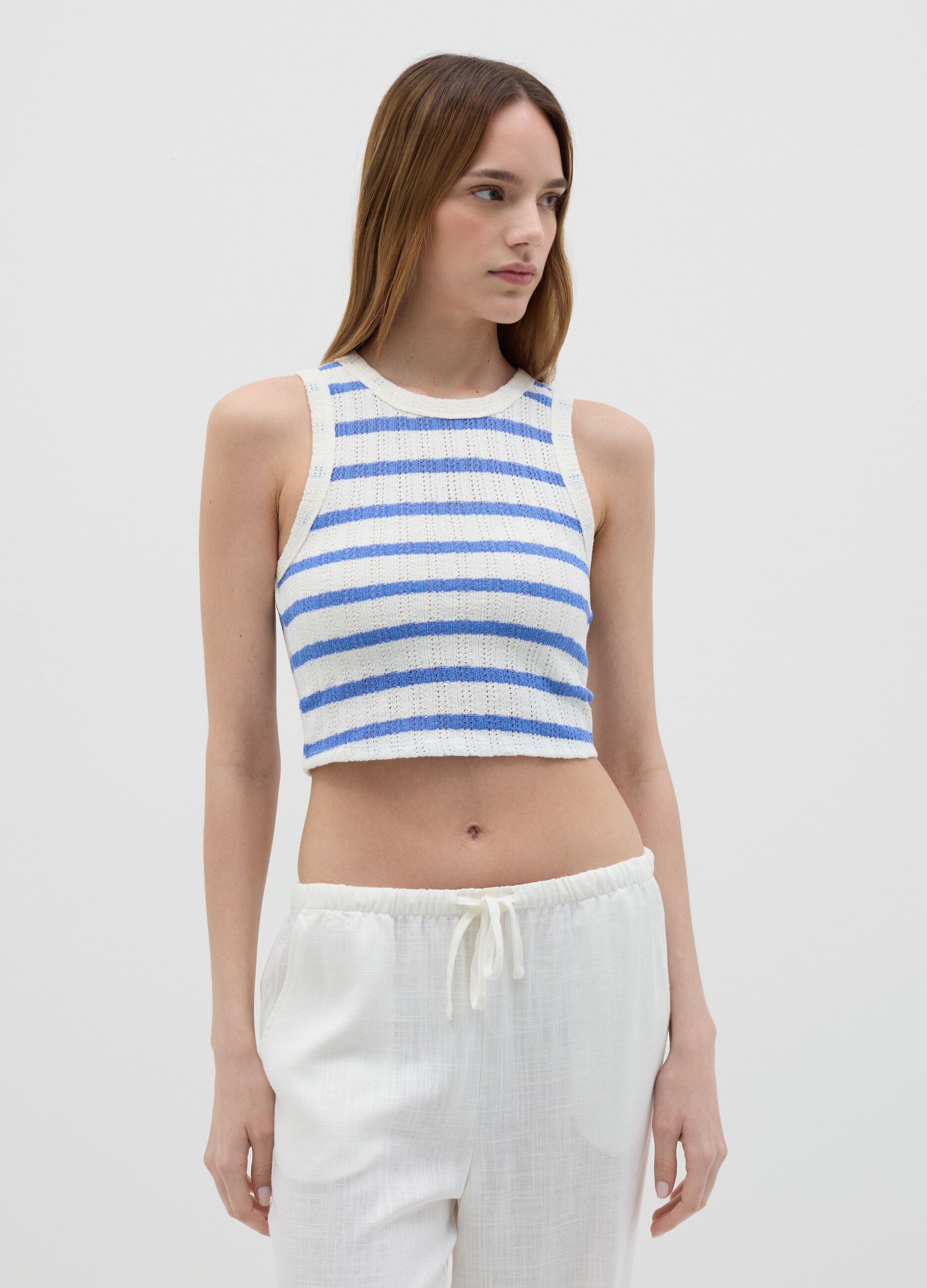 Striped crochet tank top