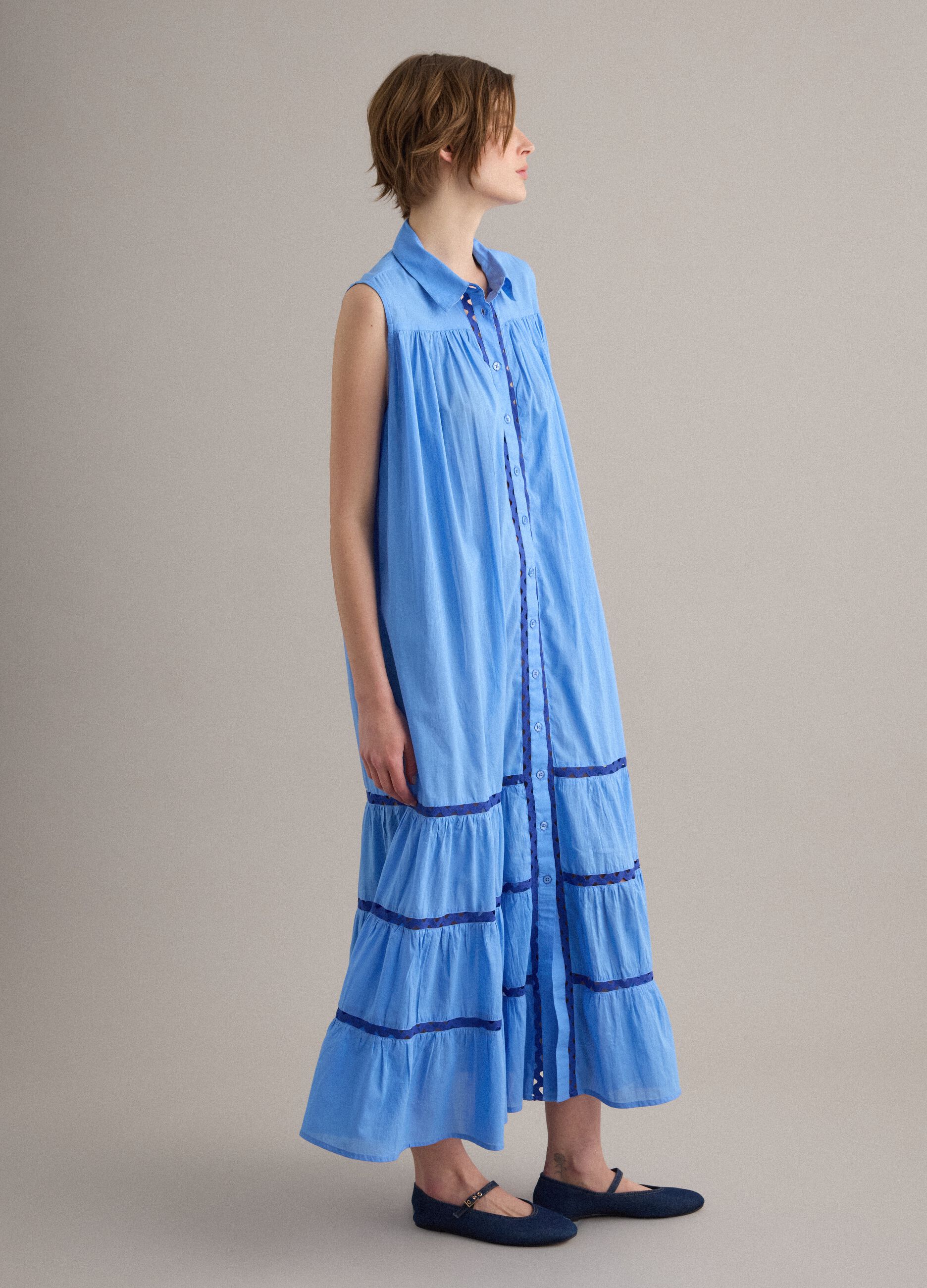 Light Blue Pure Cotton Shirt Dress