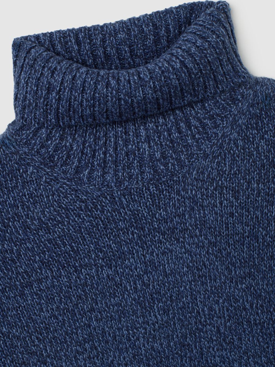 Regular fit blue turtleneck sweater_5