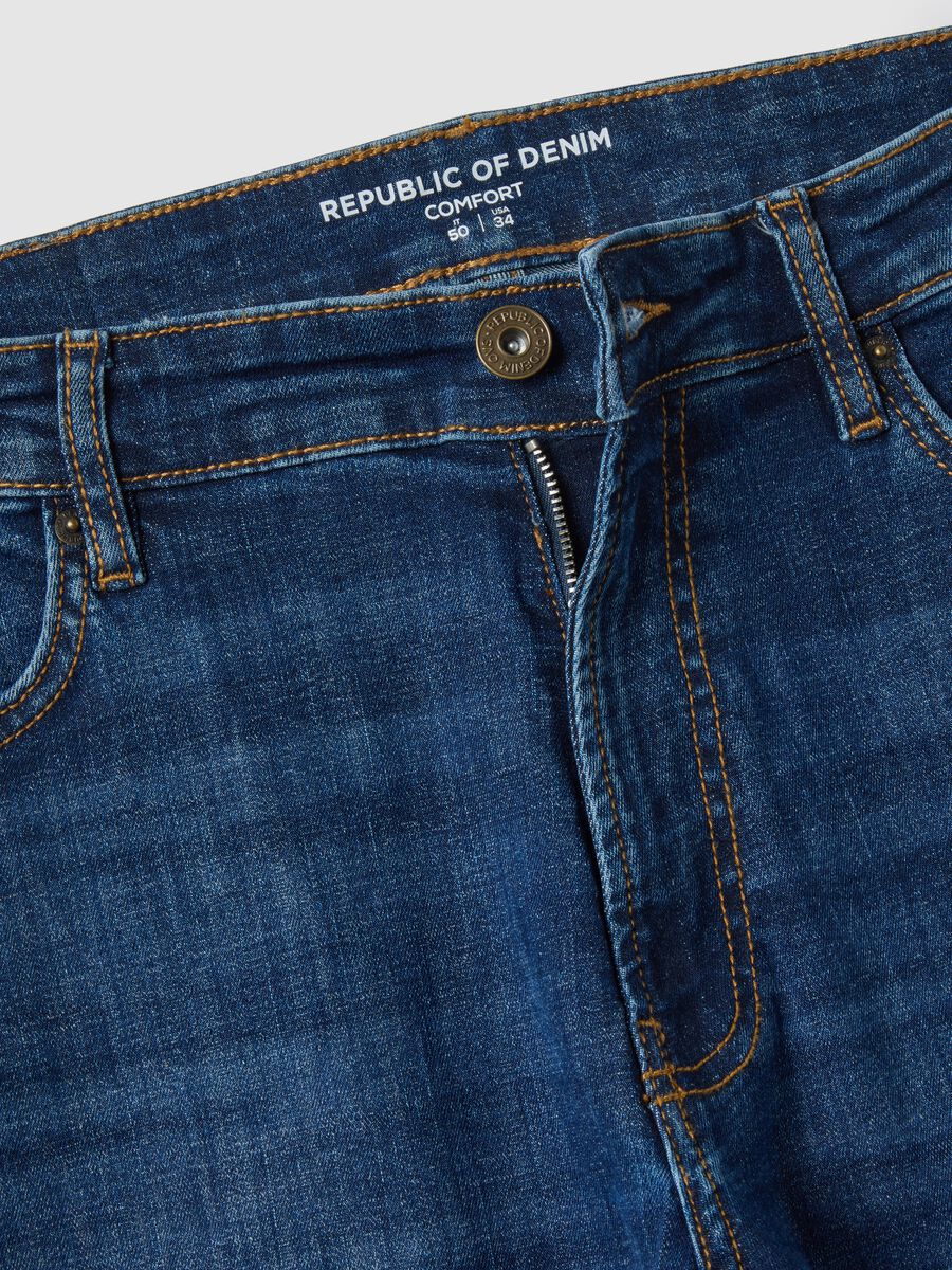Comfort fit stretch cotton blue jeans_5