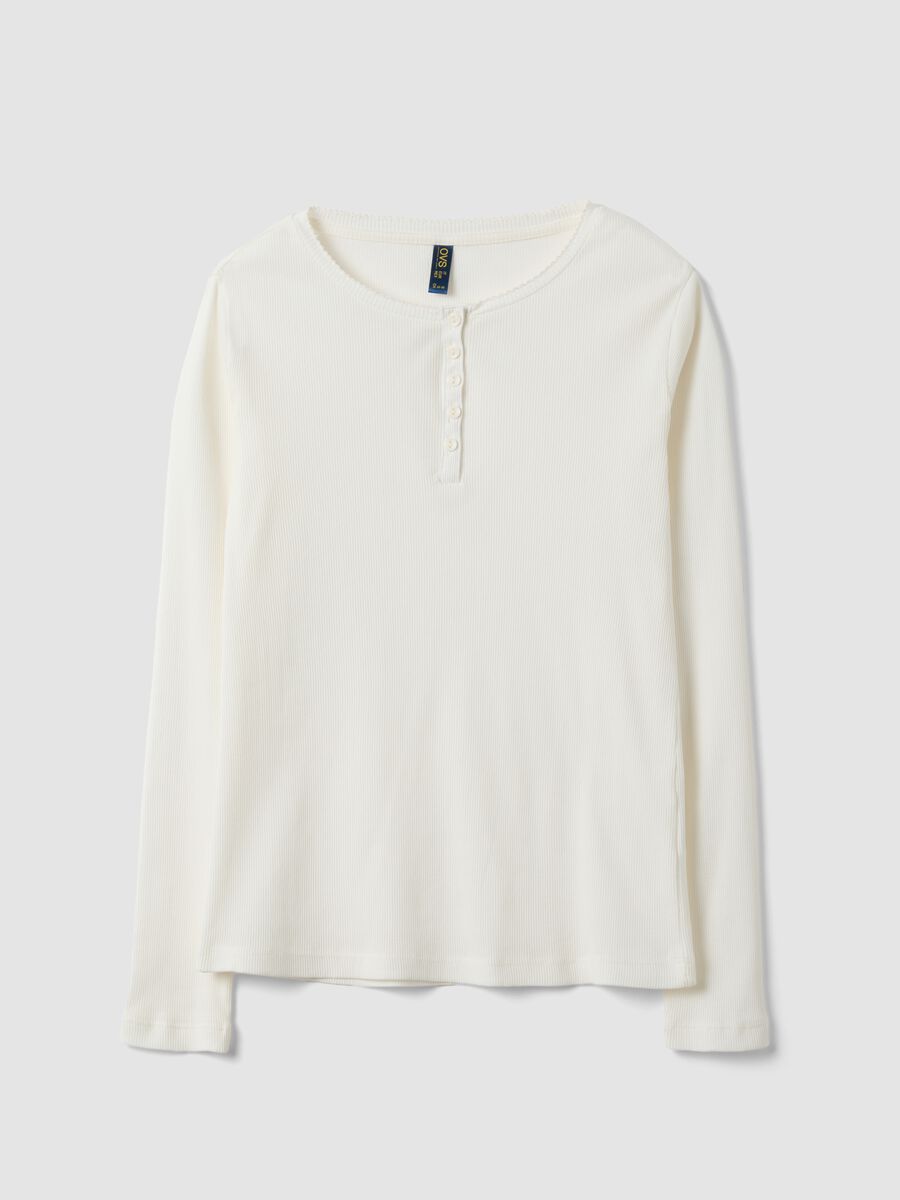 White organic cotton pyjama top with grandad collar_4