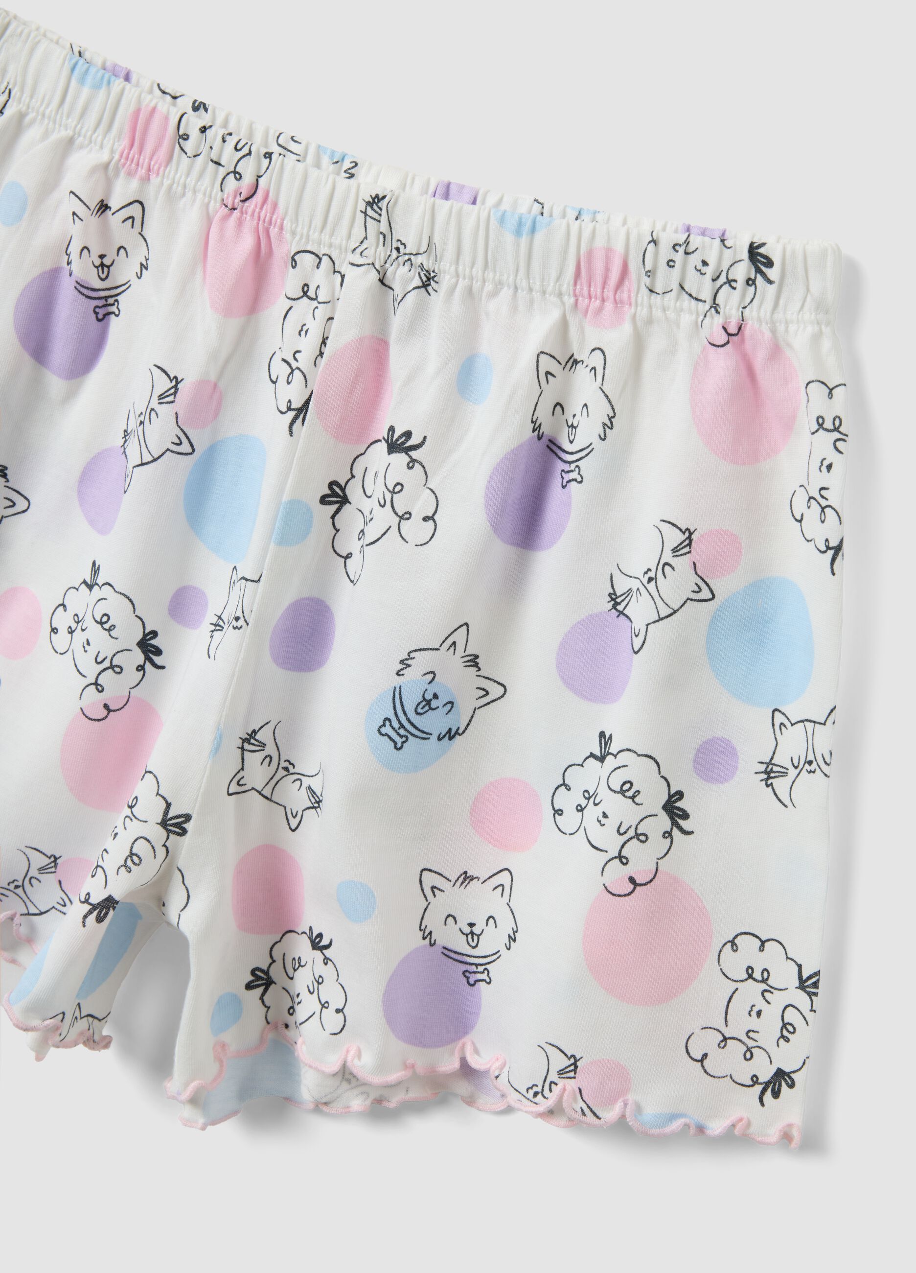 White organic cotton girls&rsquo; pyjamas with all-over print