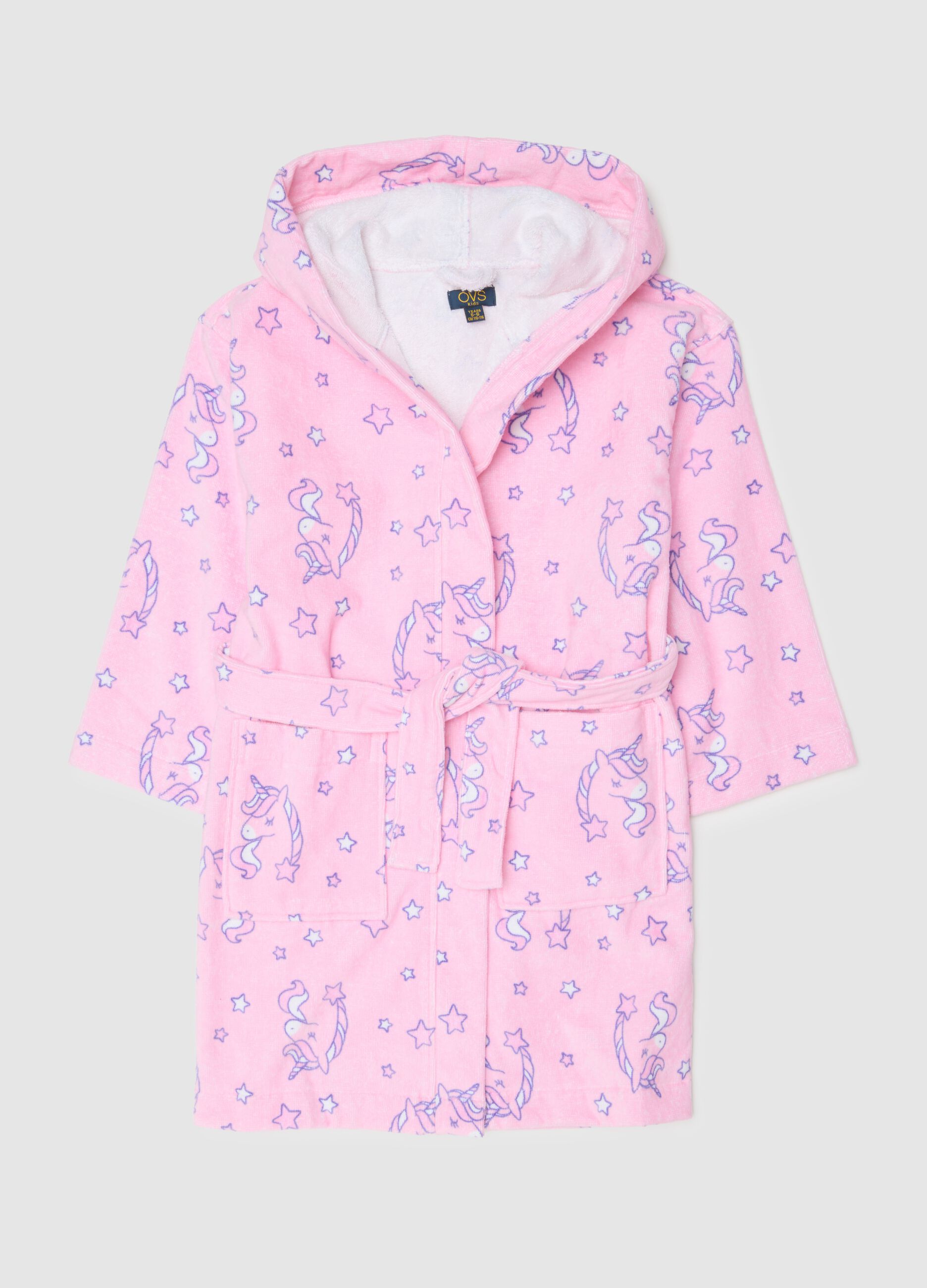 Accappatoio da bambina in puro cotone rosa