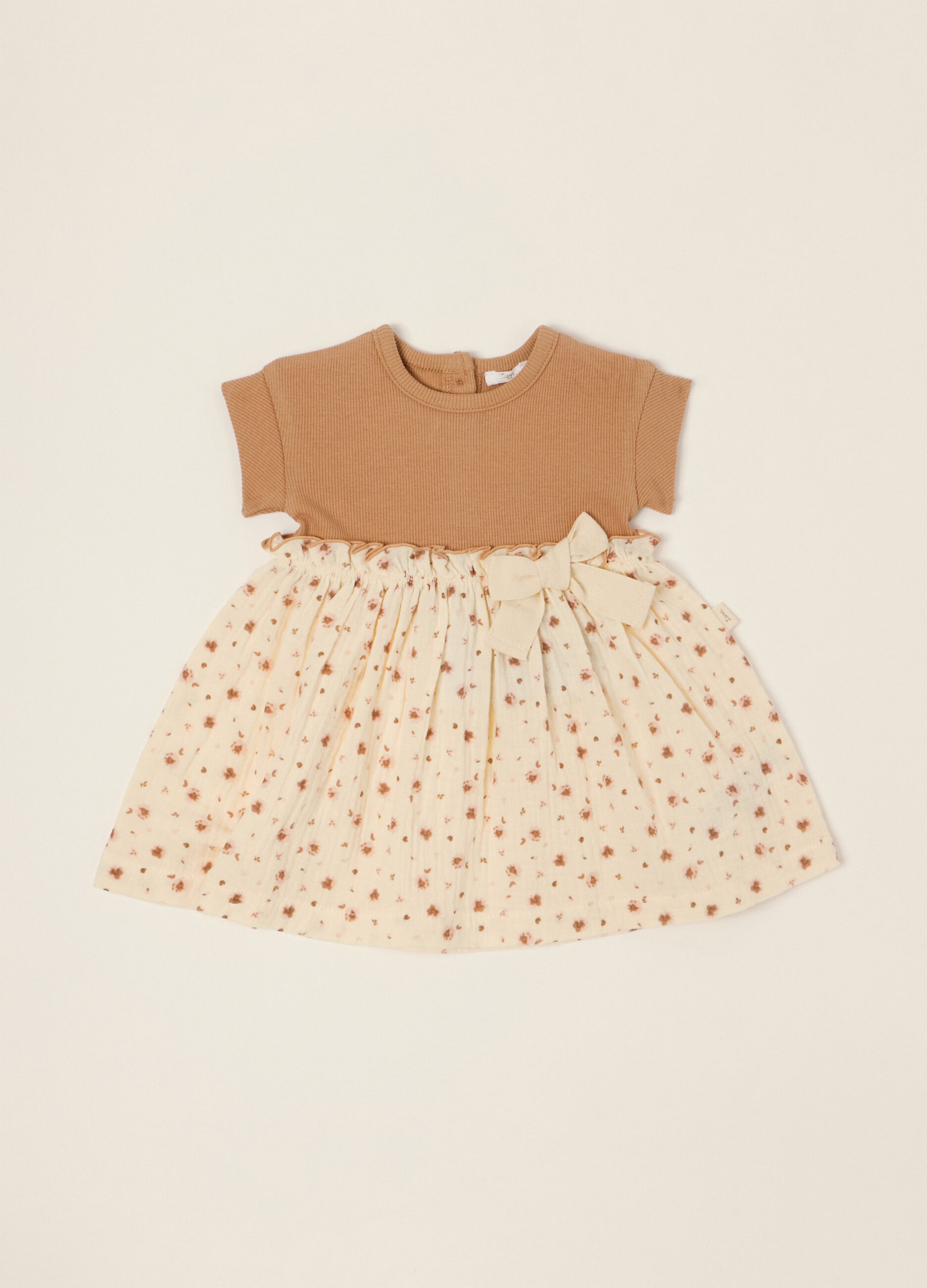 Multicoloured stretch cotton dress with print for baby girls