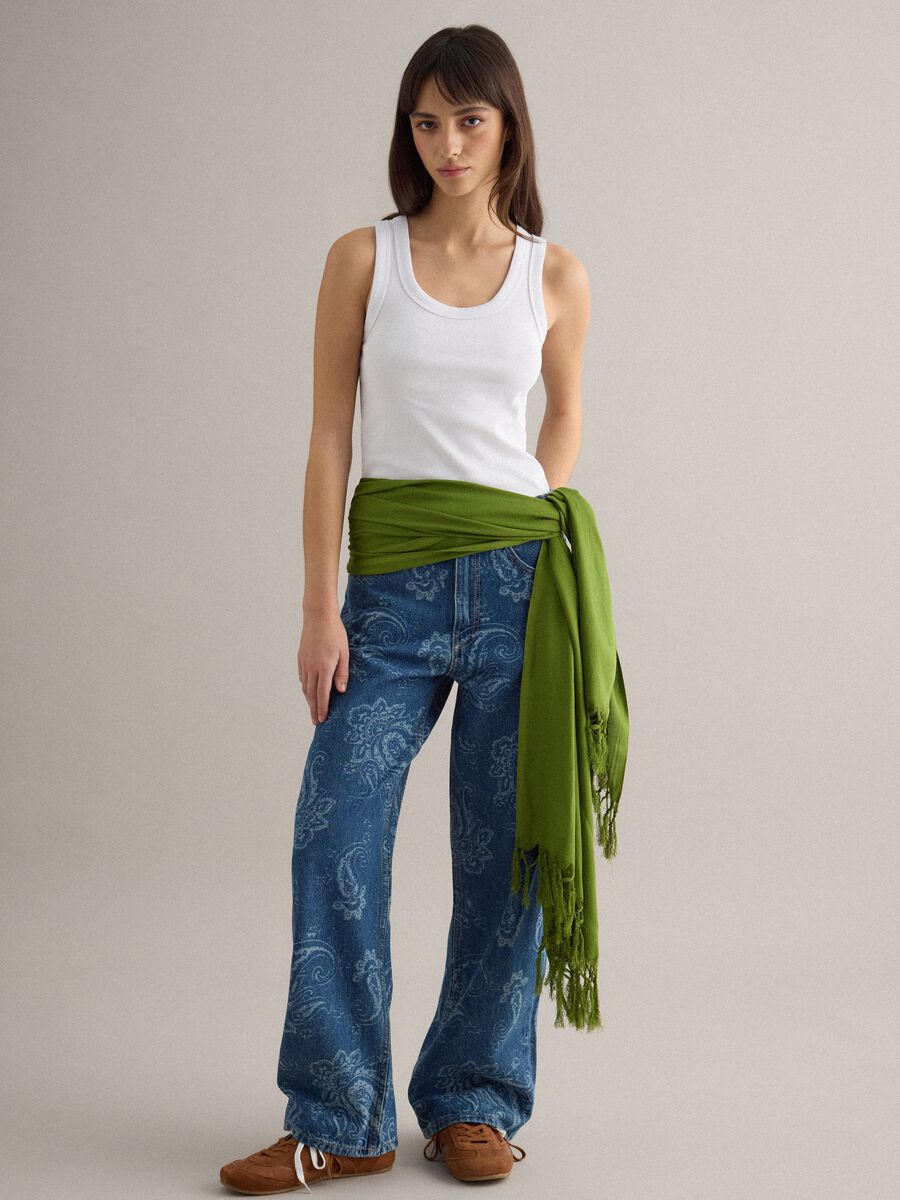 Tank top in cotone elasticizzato bianco regular fit_1