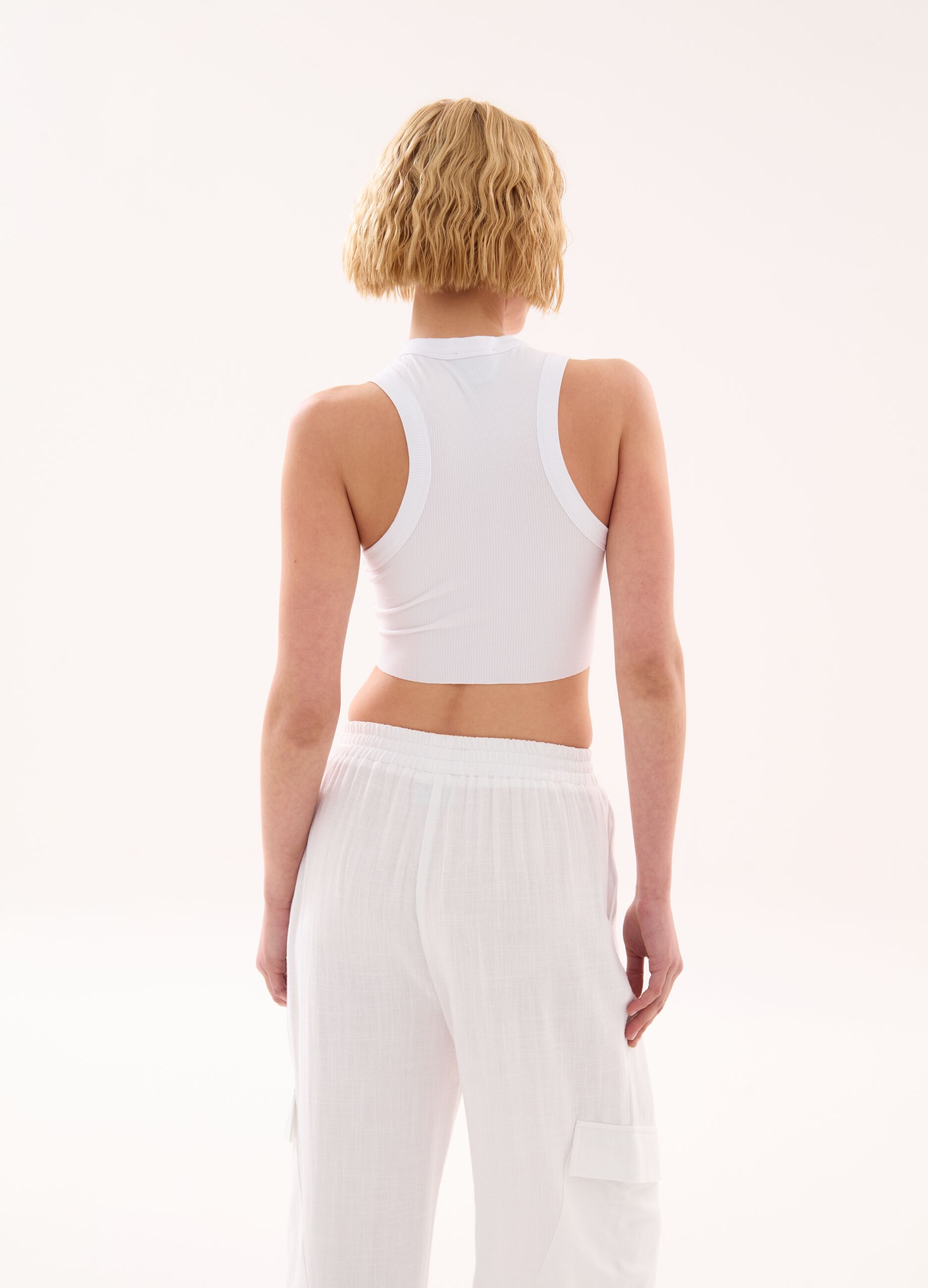 Rounded Crop Tank White