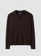 Brown viscose-blend polo with V-neck, regular fit_4