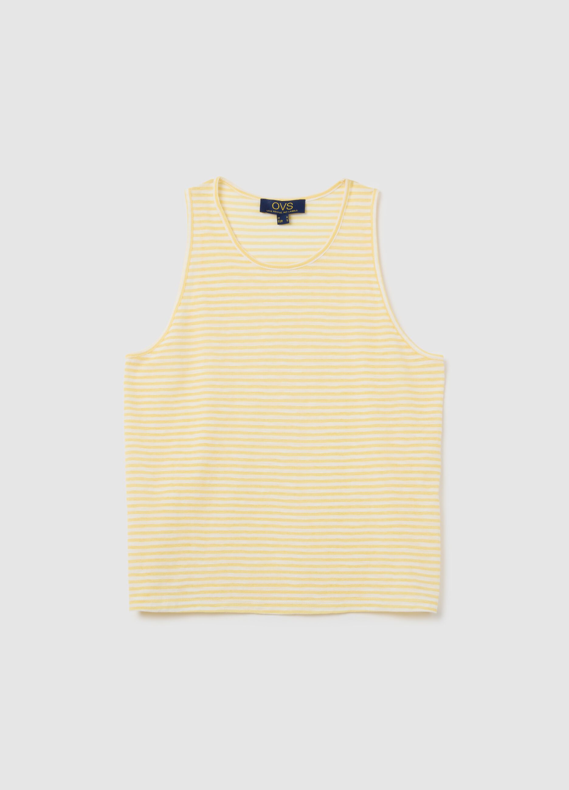 Women's sleeveless top in multicolour cotton blend, regular fit