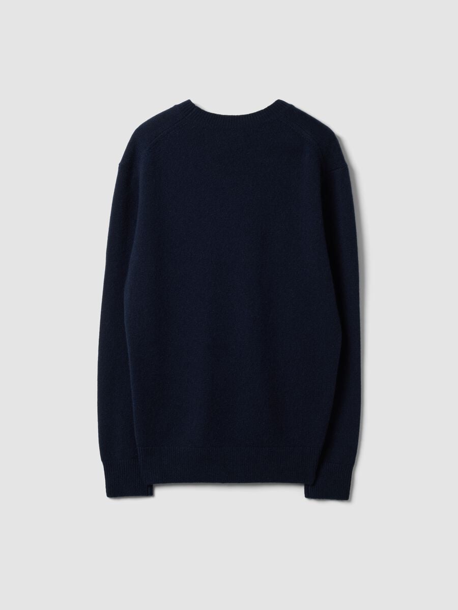 Maglia blu in puro cashmere a girocollo regular fit_2
