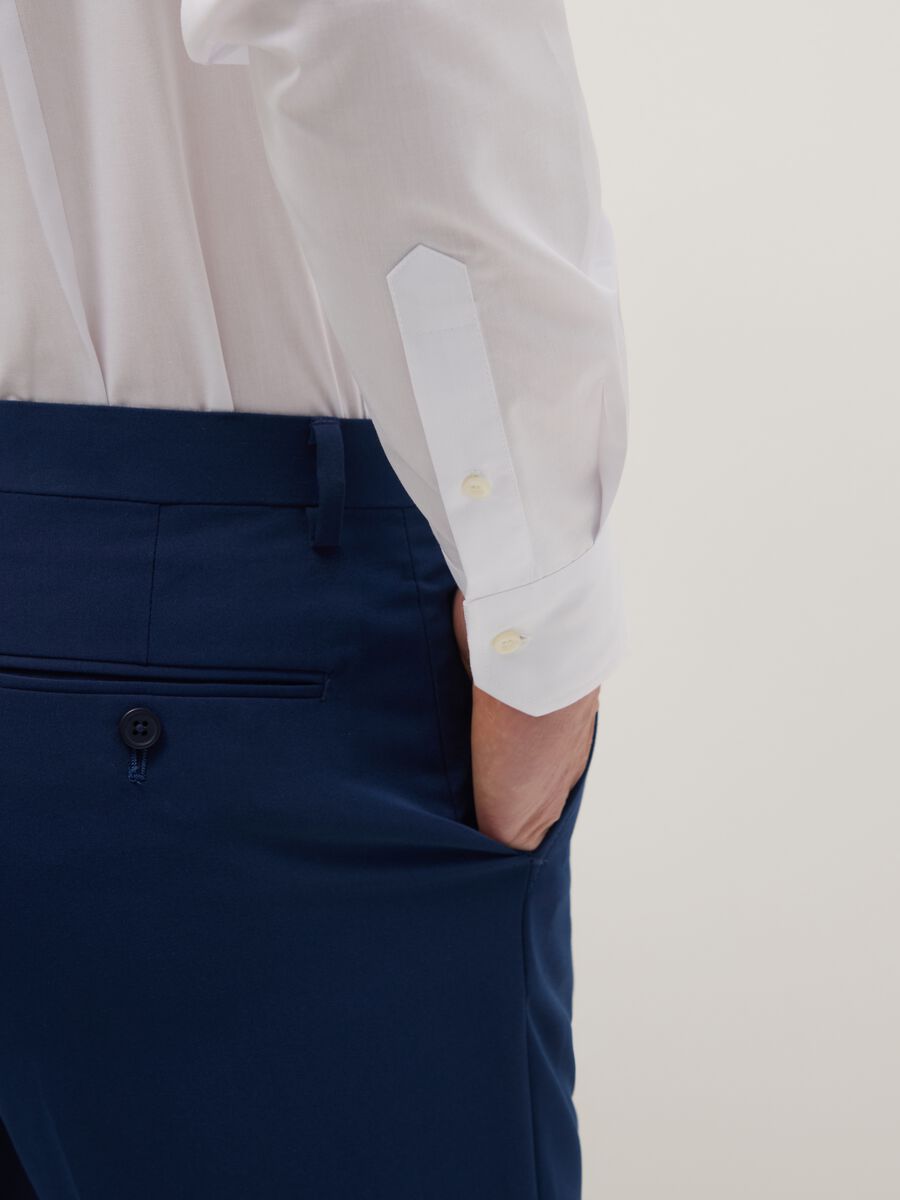 White cotton blend slim fit easy iron shirt_3