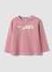 Pink organic cotton long-sleeve printed T-shirt for baby girls_0