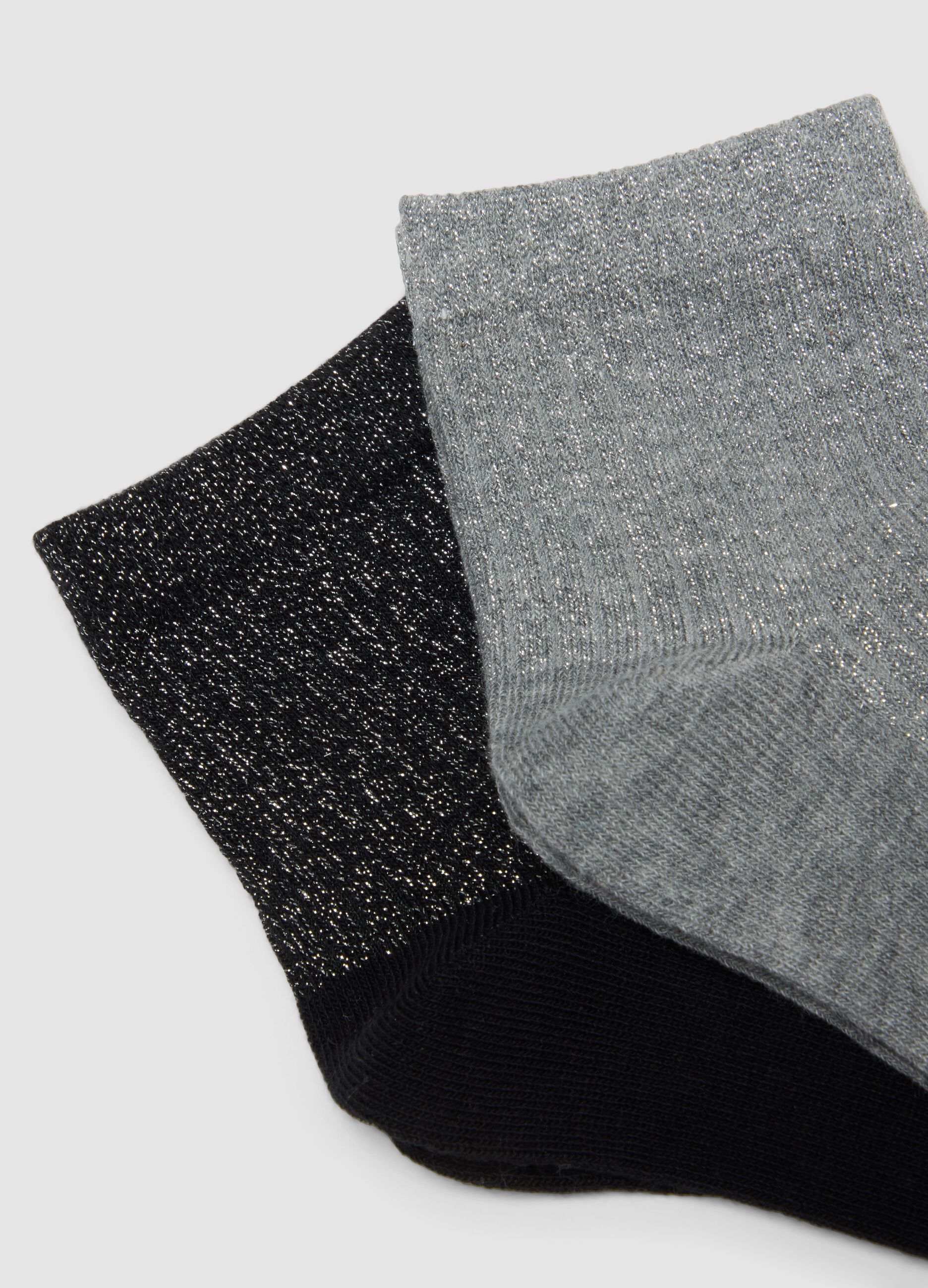3-pack of multicolour glitter ribbed ankle socks in stretch organic cotton