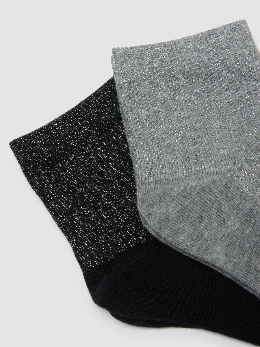3-pack of multicolour glitter ribbed ankle socks in stretch organic cotton_1