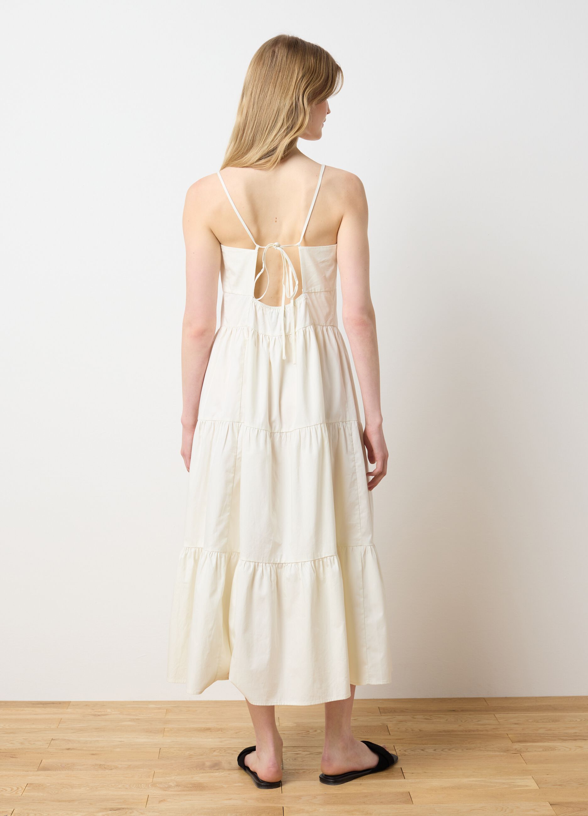 Abito lungo da donna in puro cotone bianco over