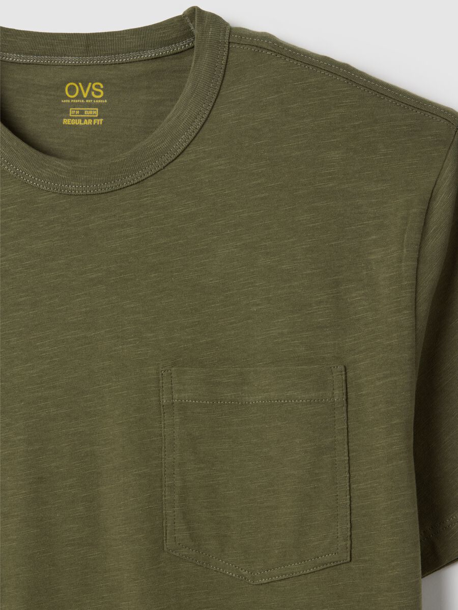 Men's regular fit green pure cotton T-shirt with pocket_5