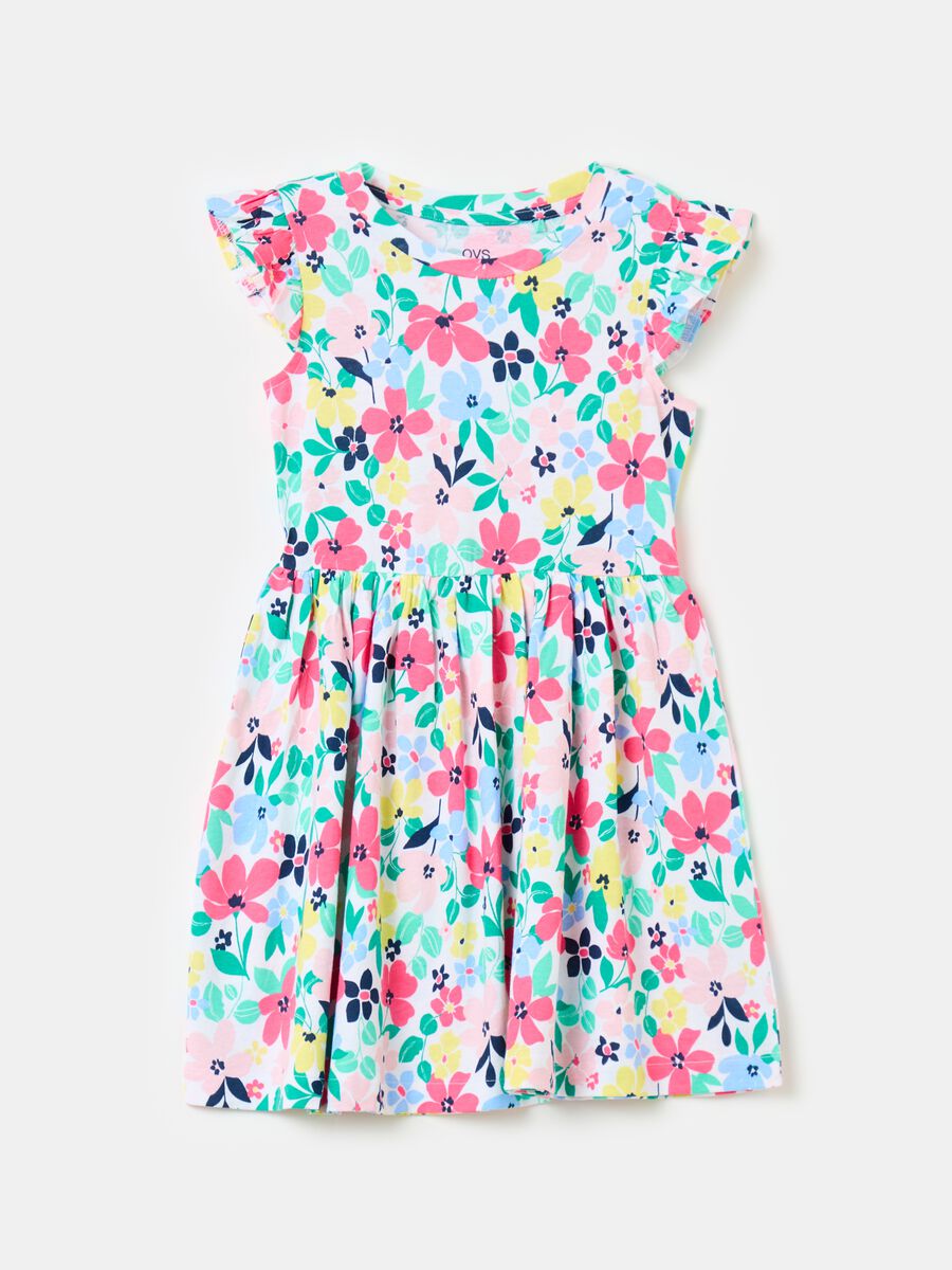 Short floral dress with flounce_0