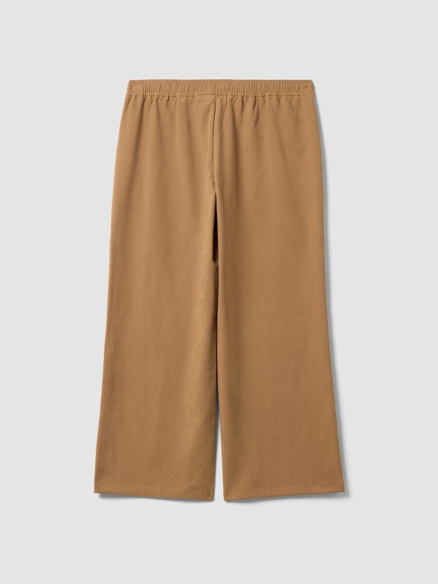 Jogger marroni wide leg in tessuto elasticizzato_2