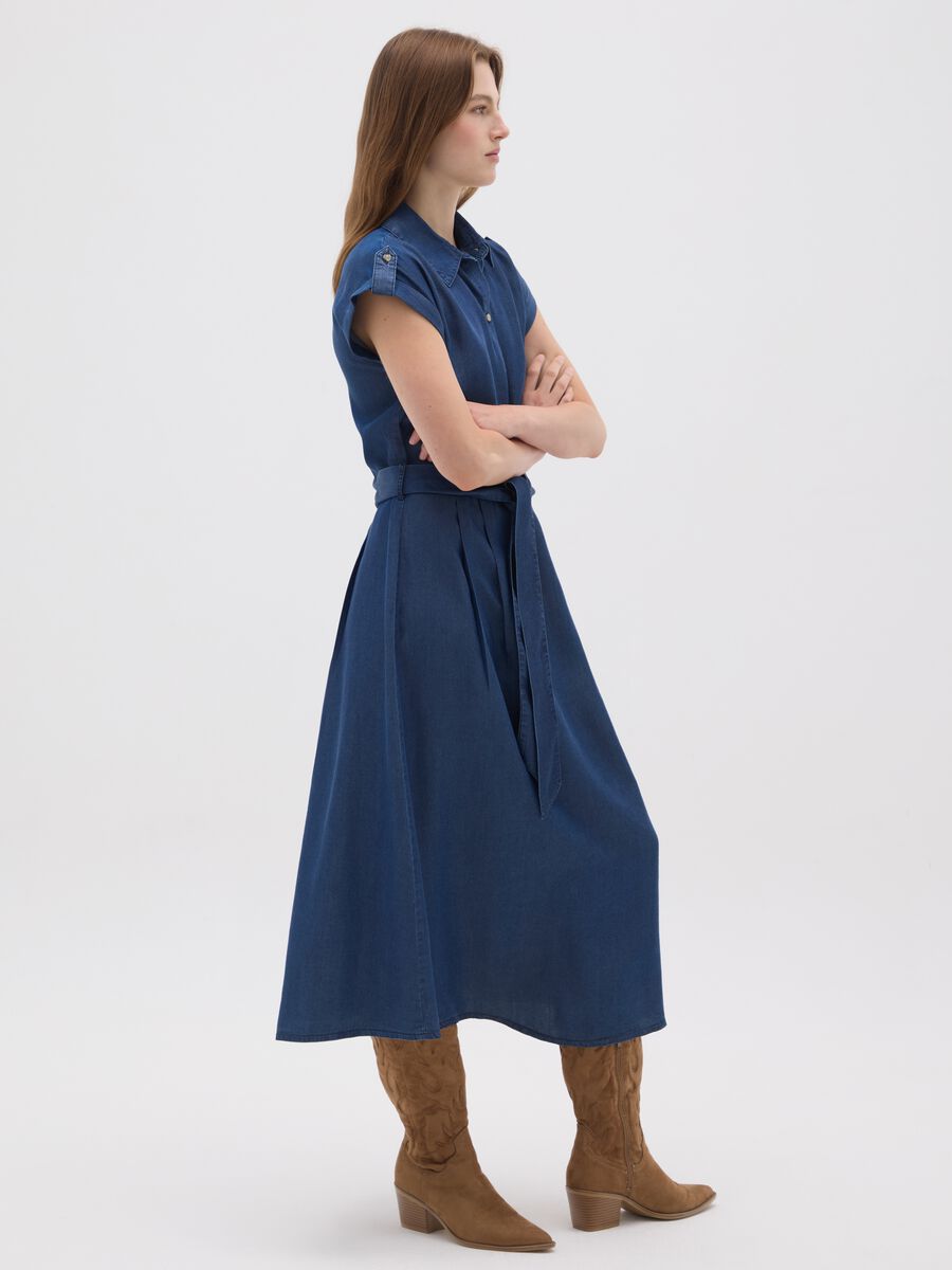 Women's blue lyocell shirt dress_1